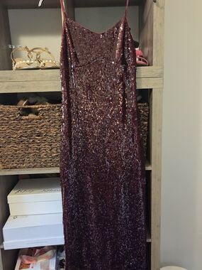 12th Tribe Burgundy Sequin Slip Dress
